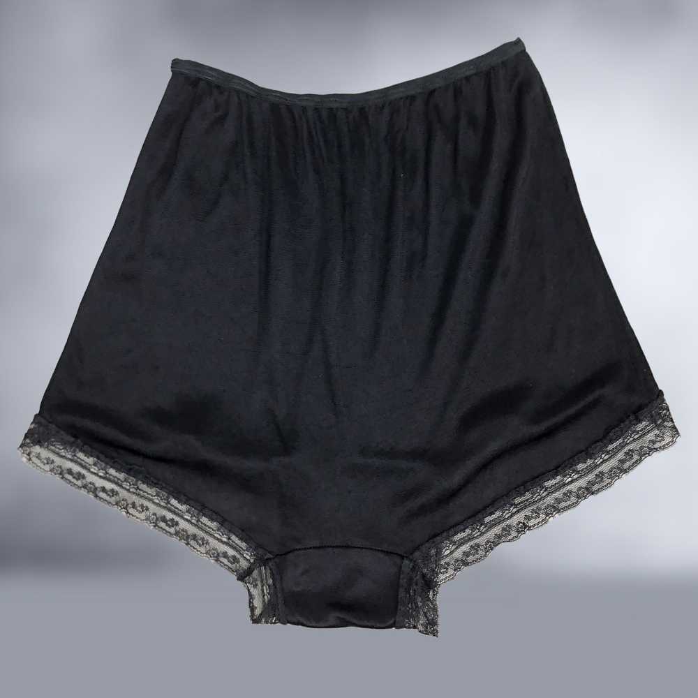 40s Vintage Black Lace Full Cut Jersey Tap Pantie… - image 6