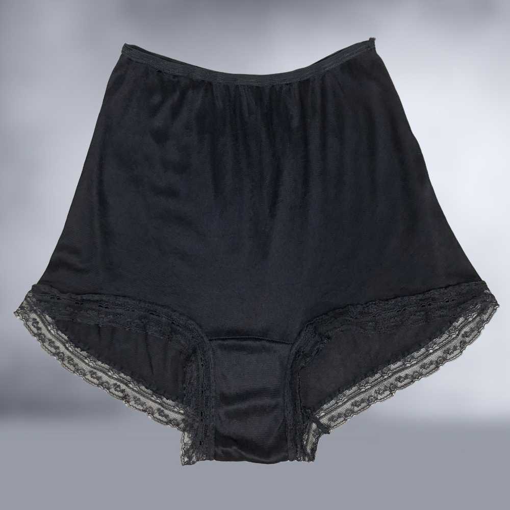 40s Vintage Black Lace Full Cut Jersey Tap Pantie… - image 9