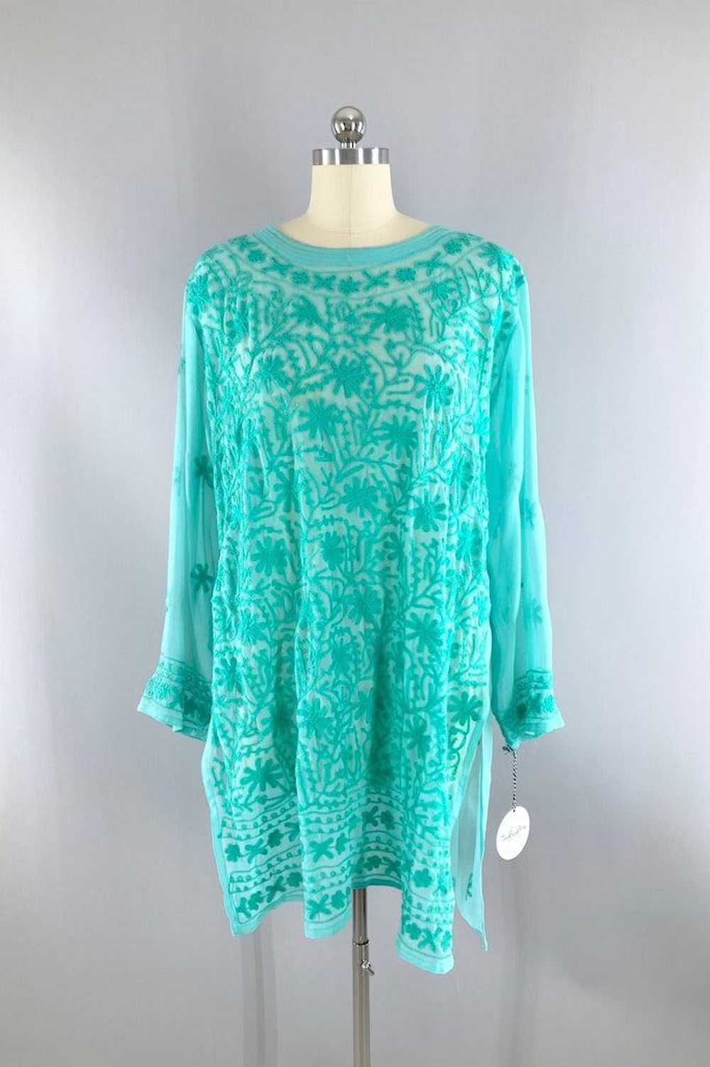 Vintage Embroidered Sheer Tunic - image 1