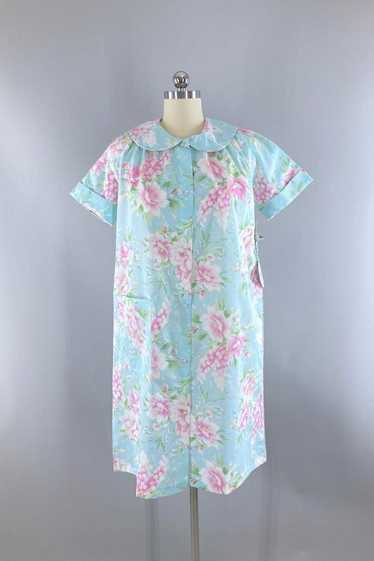 Vintage Blue Floral House Dress