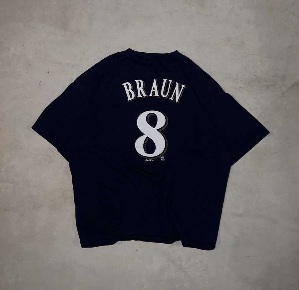 Majestic Ryan Braun Milwaukee Brewers Navy Gold Mens Size 52 Jersey