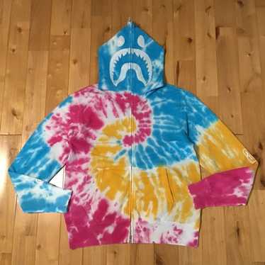 BAPE Tie Dye PONR Shark Wide Full Zip Hoodie Black Men's - SS19 - US