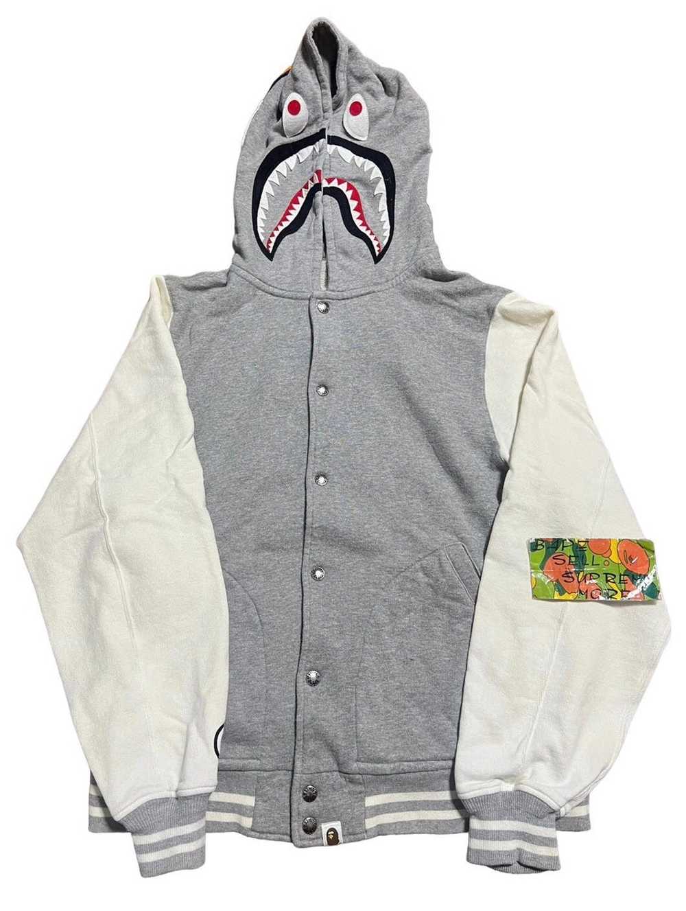 Bape BAPE shark sweat varsity jacket gray - image 1