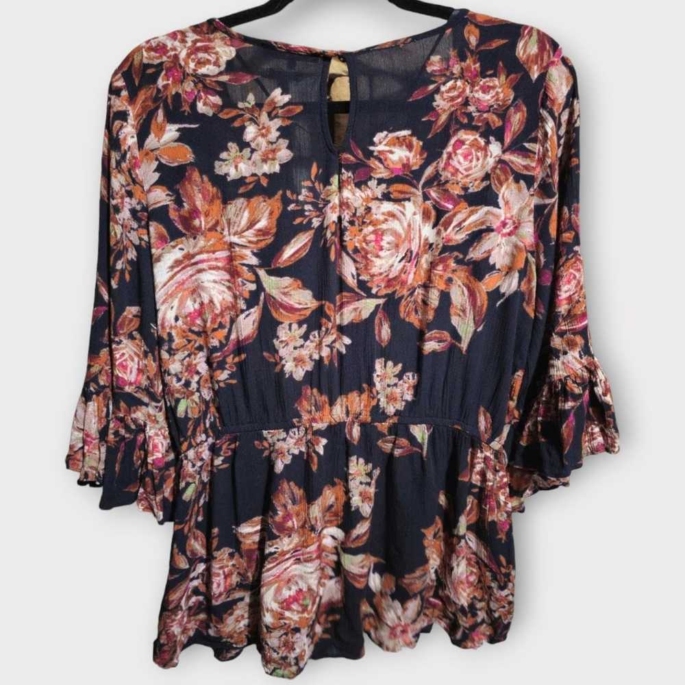 Designer Miss Me Rosey Ruffle Blouse Black/Pink S… - image 5