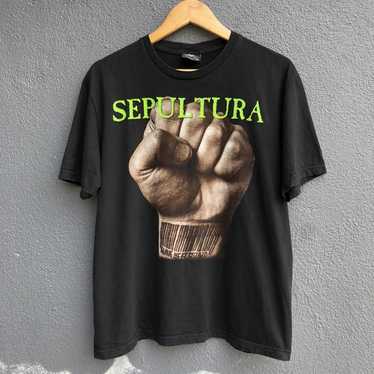 Vintage Sepultura Concert T Shirt 1996 Roots Thrashed Faded Black Larg –  Black Shag Vintage