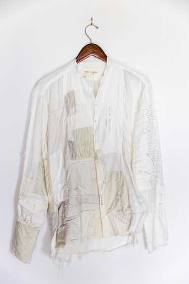 Greg Lauren White distressed patchwork shirt with 