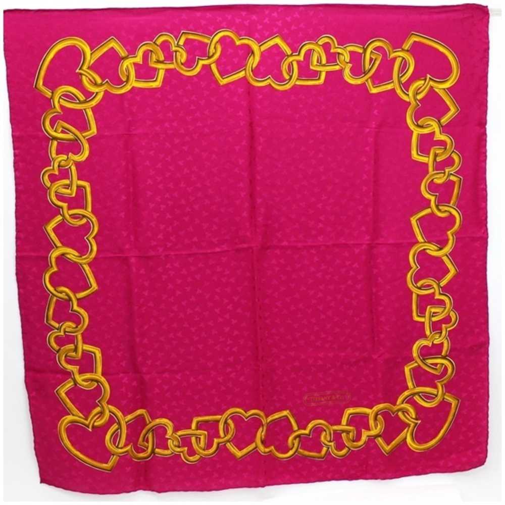 TIFFANY silk scarf muffler stole pink  ladies T h… - image 1