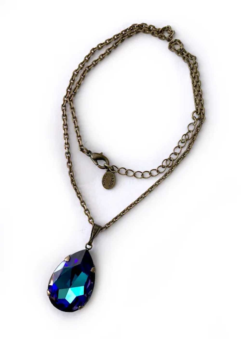 Faux Sapphire Tourmaline Drop Pendant Necklace: Z… - image 4