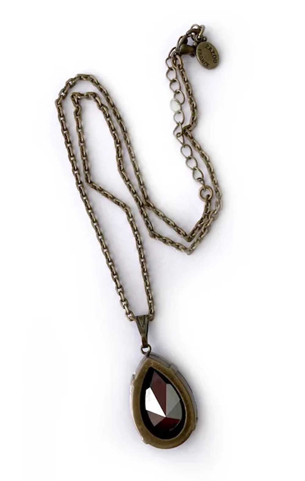 Faux Sapphire Tourmaline Drop Pendant Necklace: Z… - image 7