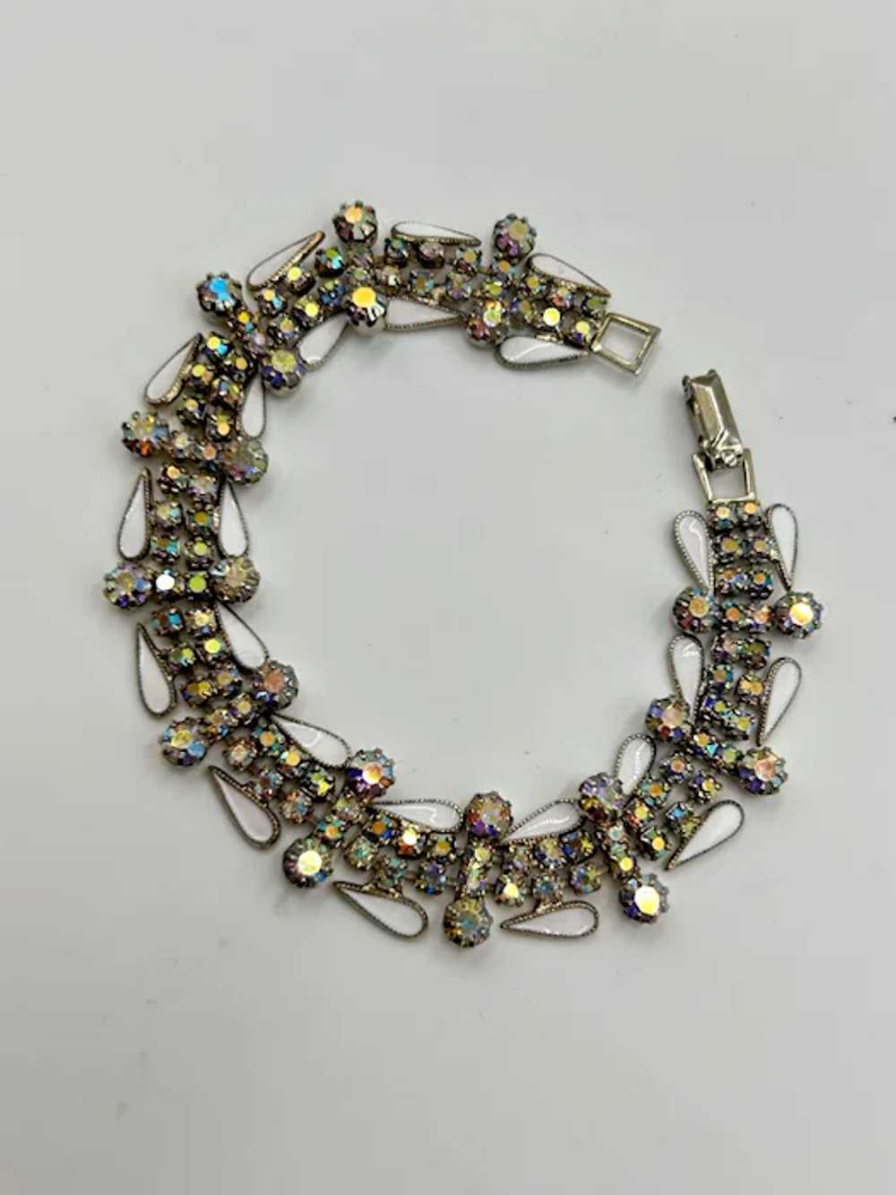 Vintage WEISS Rhinestones & Enamel Bracelet Auror… - image 2
