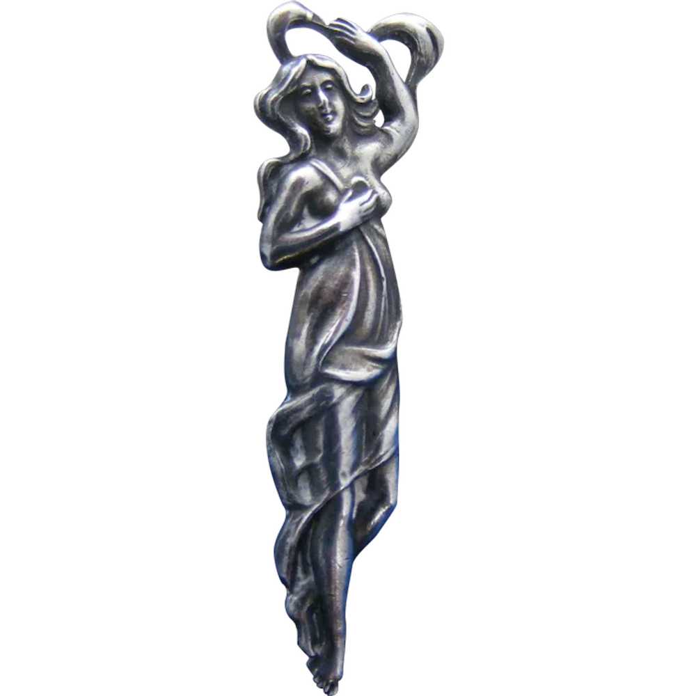 Art Nouveau Brooch Sterling Full Figure Woman - image 1