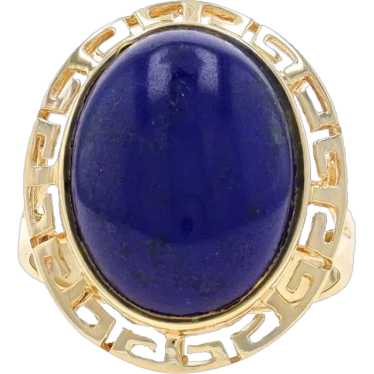 Yellow Gold Lapis Lazuli Cocktail Solitaire Ring … - image 1