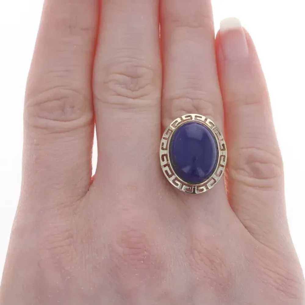 Yellow Gold Lapis Lazuli Cocktail Solitaire Ring … - image 2