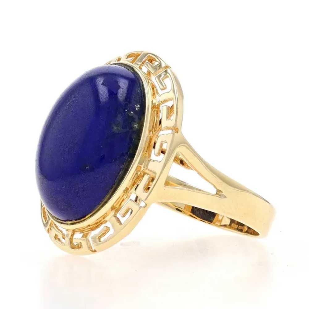 Yellow Gold Lapis Lazuli Cocktail Solitaire Ring … - image 3