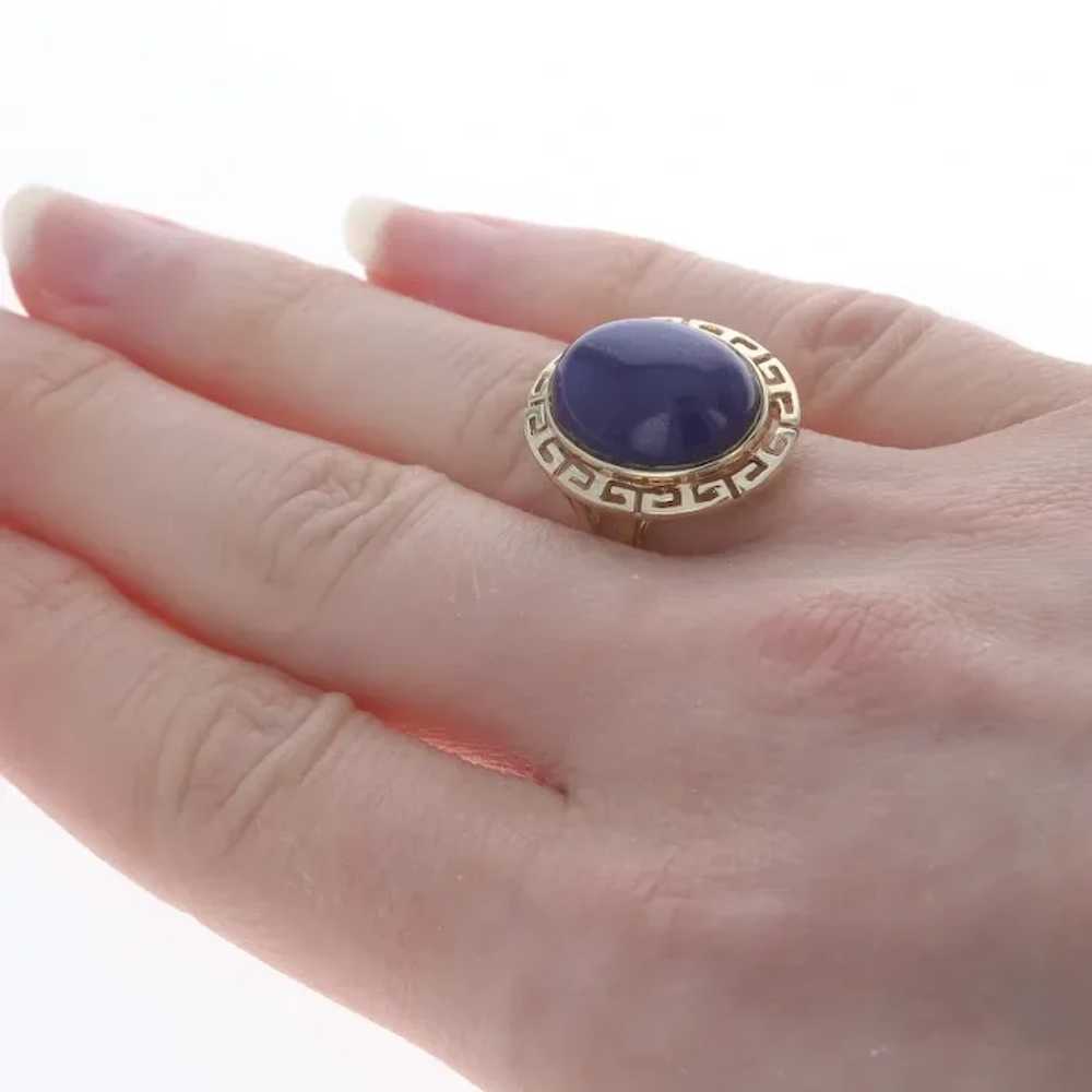 Yellow Gold Lapis Lazuli Cocktail Solitaire Ring … - image 4