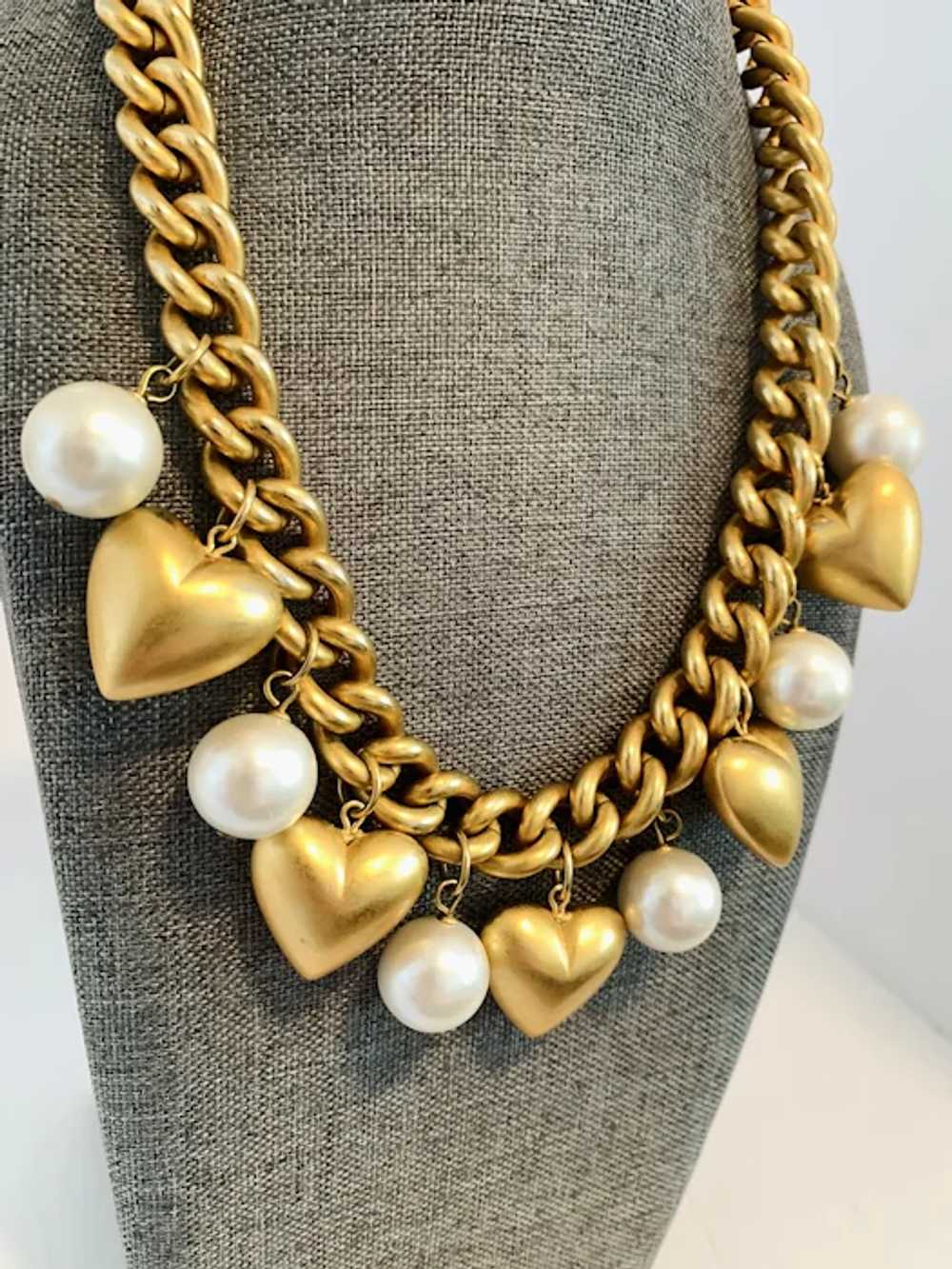 1980s Avant Gard Anne Klein Gold tone  Heart And … - image 3