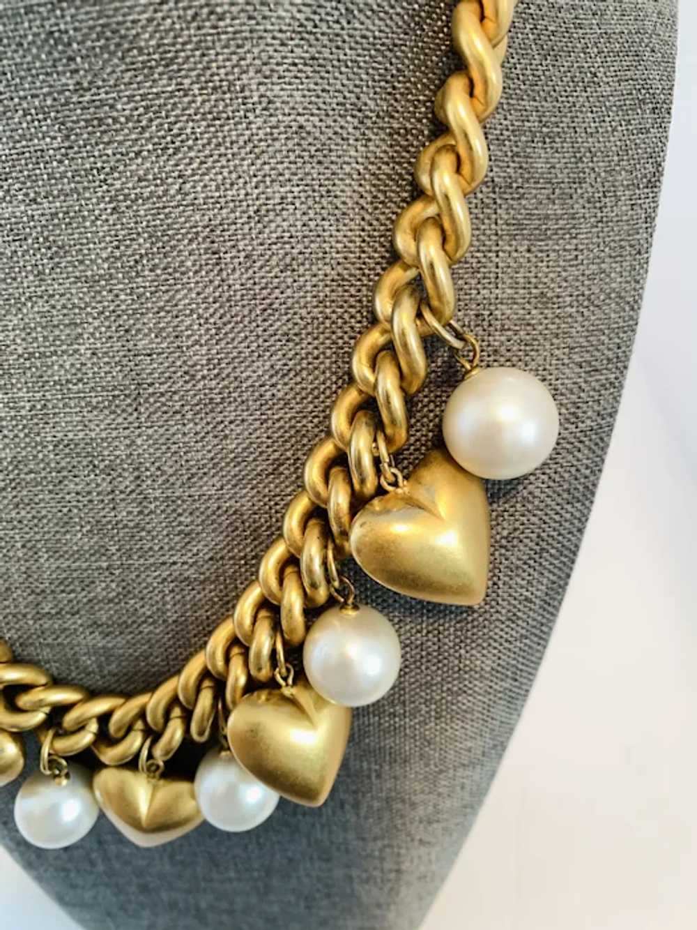 1980s Avant Gard Anne Klein Gold tone  Heart And … - image 4