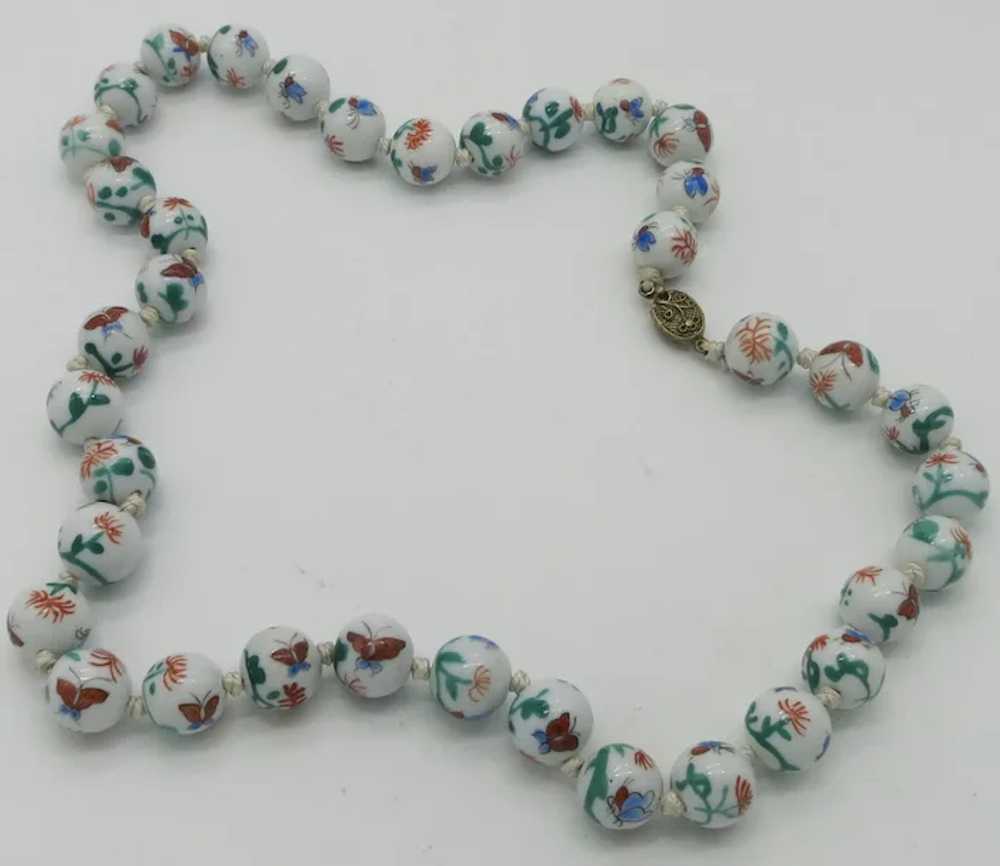 Vintage Chinese Porcelain Butterfly & Floral Bead… - image 3