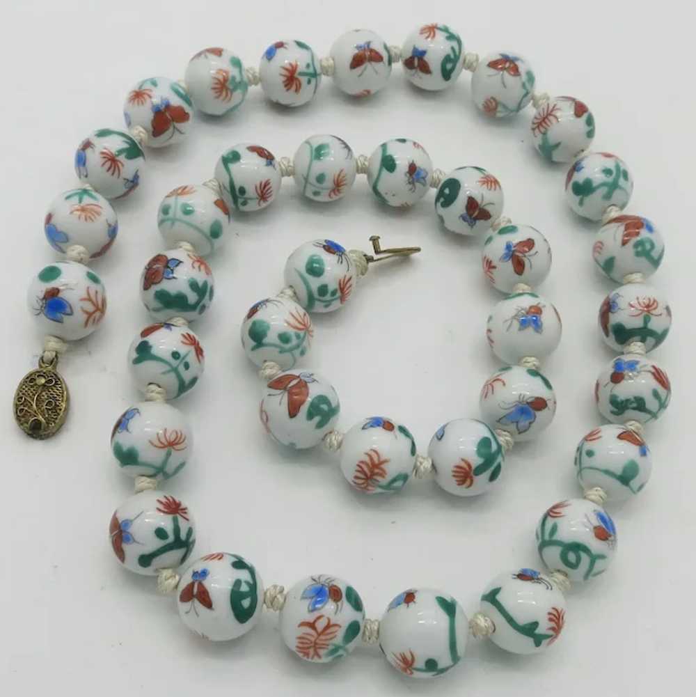 Vintage Chinese Porcelain Butterfly & Floral Bead… - image 4