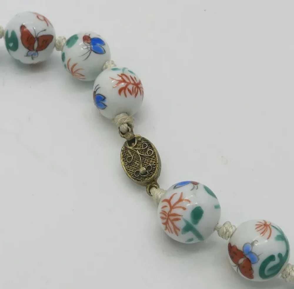 Vintage Chinese Porcelain Butterfly & Floral Bead… - image 5