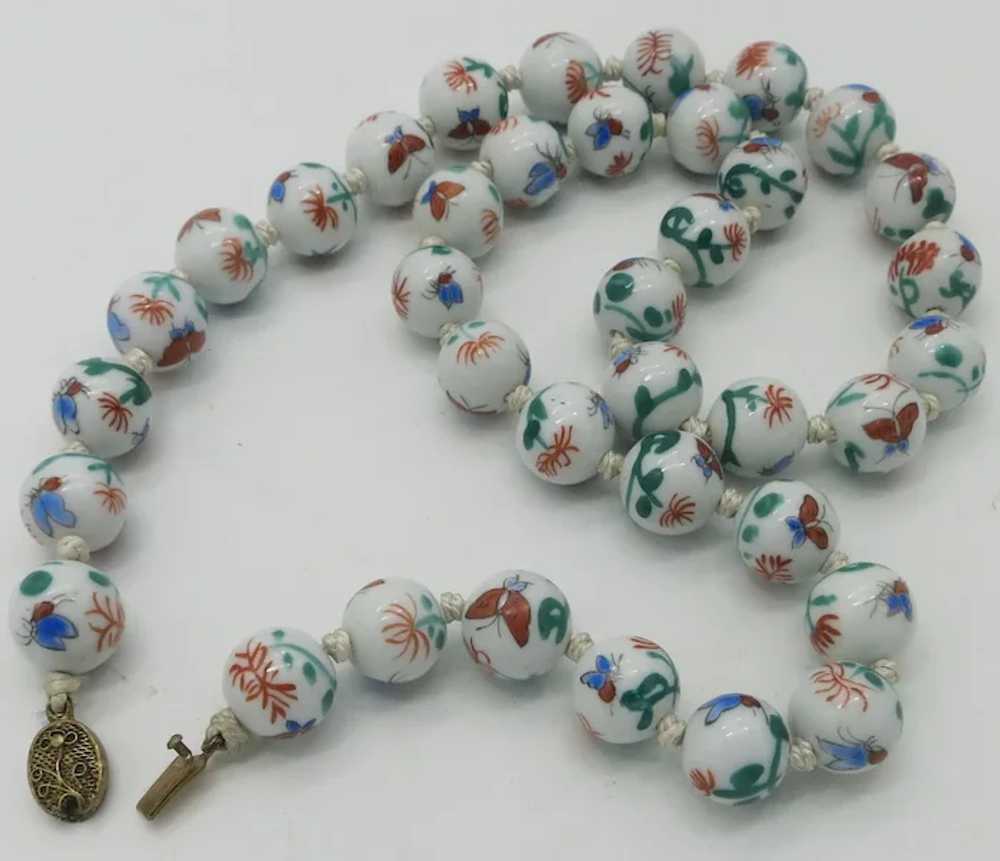 Vintage Chinese Porcelain Butterfly & Floral Bead… - image 6