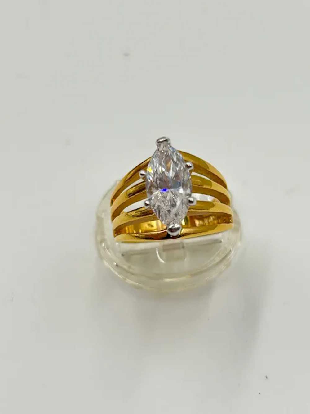 Vintage Gold Plated Ring Size 7 90s Fashion Large… - image 2
