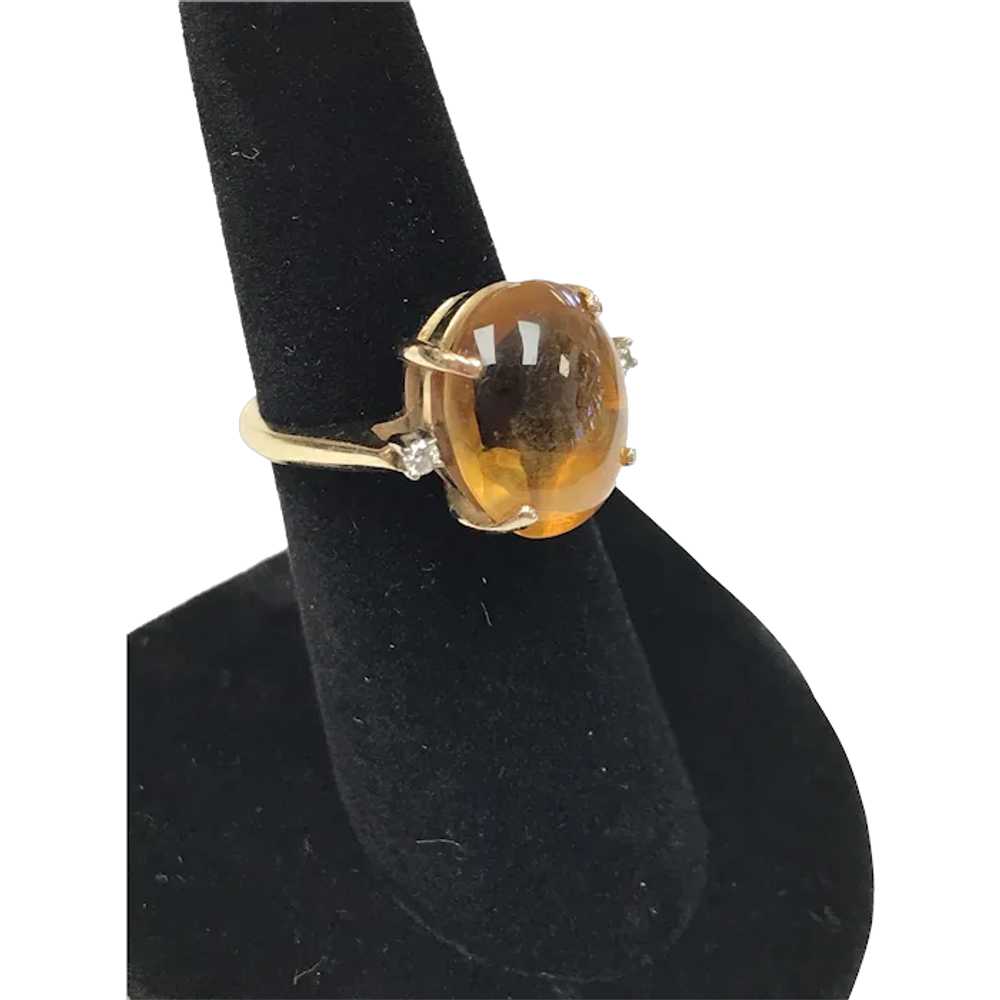 Vintage 14K Mexican Fire Opal Ring w/ Diamonds - image 1