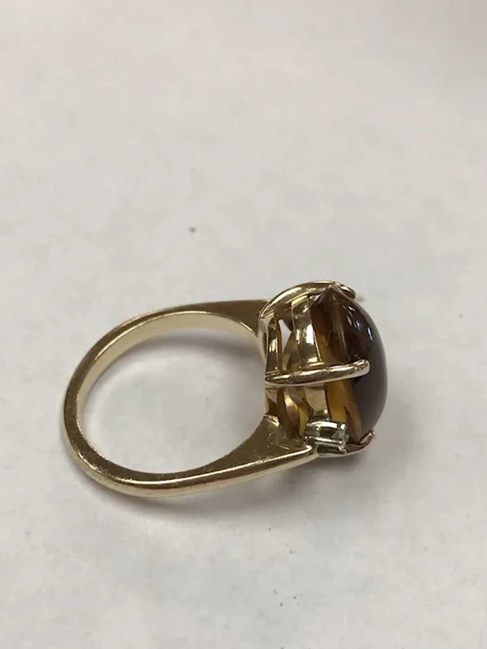 Vintage 14K Mexican Fire Opal Ring w/ Diamonds - image 4