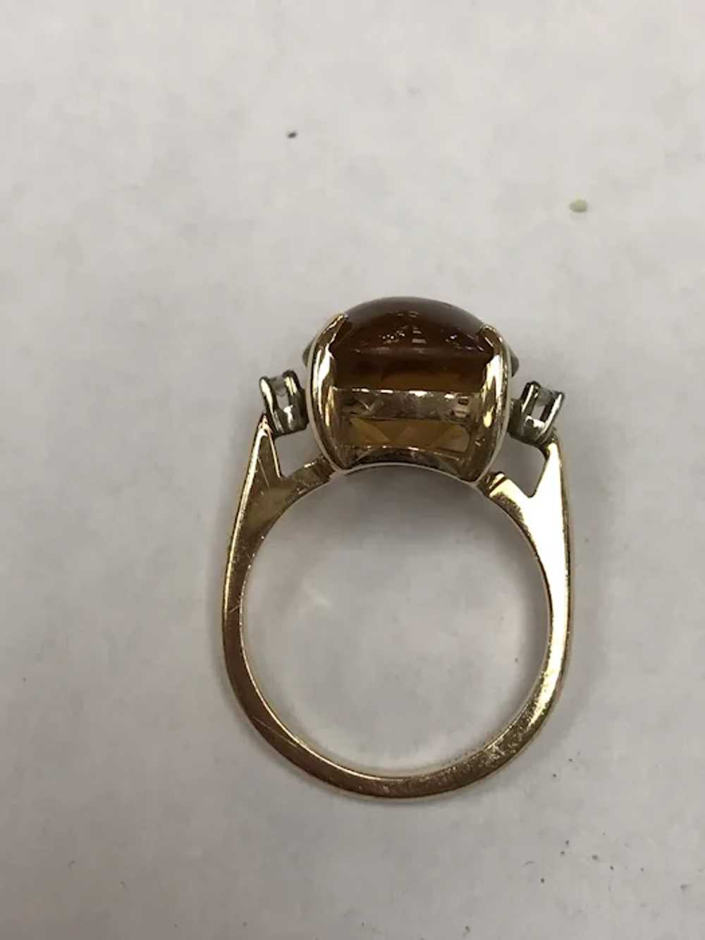 Vintage 14K Mexican Fire Opal Ring w/ Diamonds - image 8