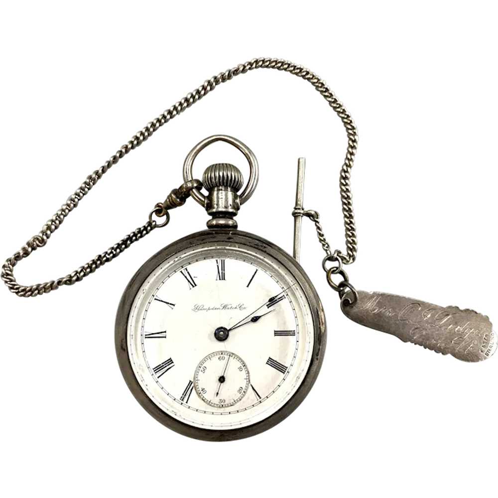 Hampden 17 Jewel Pocket Watch with Coin Silver Ca… - image 1
