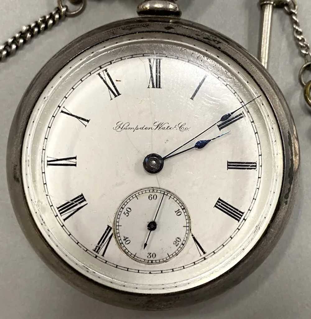 Hampden 17 Jewel Pocket Watch with Coin Silver Ca… - image 2