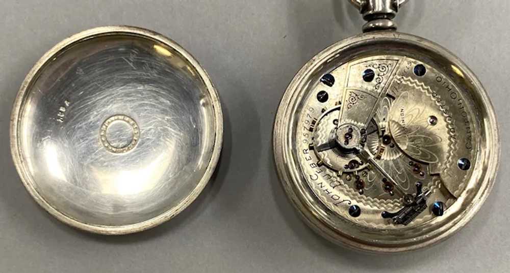 Hampden 17 Jewel Pocket Watch with Coin Silver Ca… - image 3