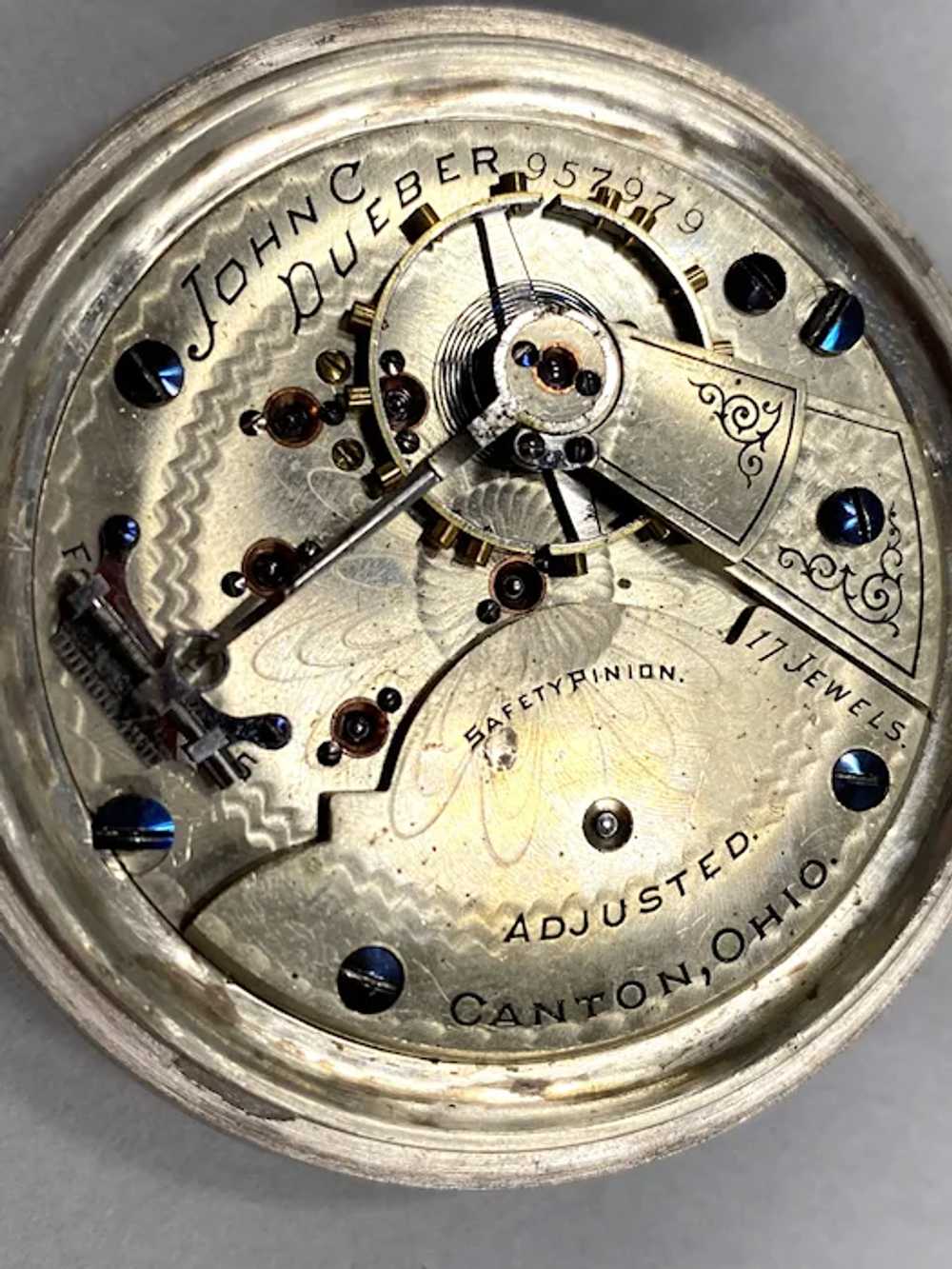 Hampden 17 Jewel Pocket Watch with Coin Silver Ca… - image 5