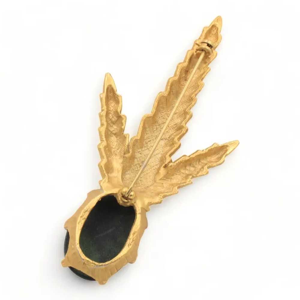 Brooch Pin Leaves Black Cabochon - image 2