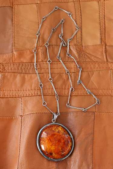 Handmade Amber Medallion Sterling Necklace