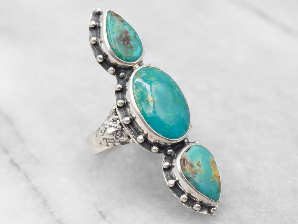 Sterling Silver South West Turquoise Knuckle Dust… - image 1