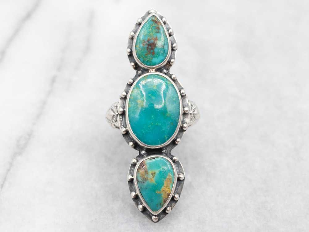 Sterling Silver South West Turquoise Knuckle Dust… - image 2