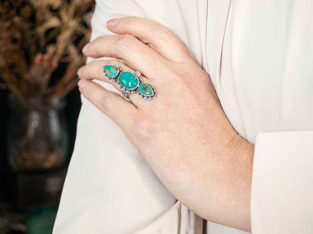 Sterling Silver South West Turquoise Knuckle Dust… - image 4