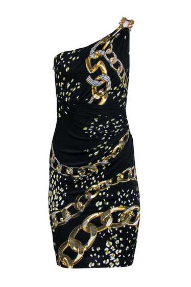 David Meister - Black & Gold Chain One Shoulder Dr