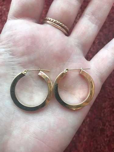 Unknown Brand 14k Gold Flat edge hoop Earrings.