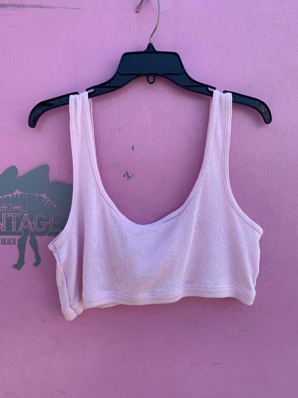 ADORABLE! BABY PINK RIBBED SUPER CROPPED TANK - image 1