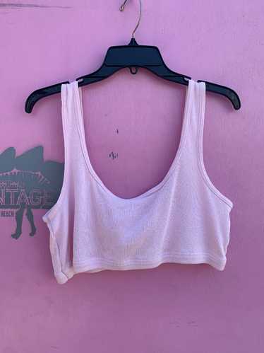 ADORABLE! BABY PINK RIBBED SUPER CROPPED TANK