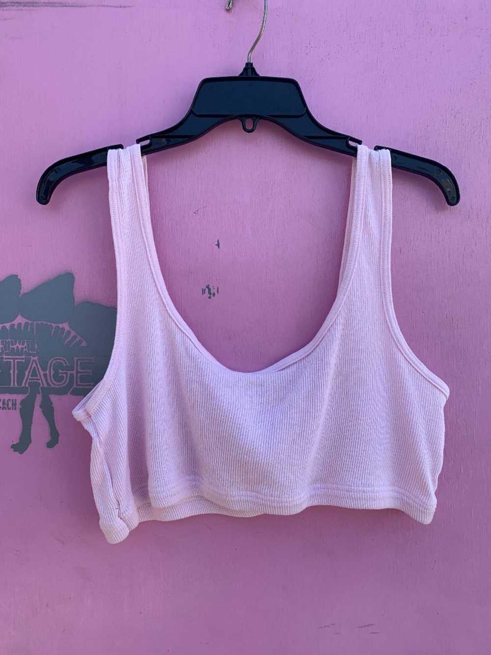 ADORABLE! BABY PINK RIBBED SUPER CROPPED TANK - image 2