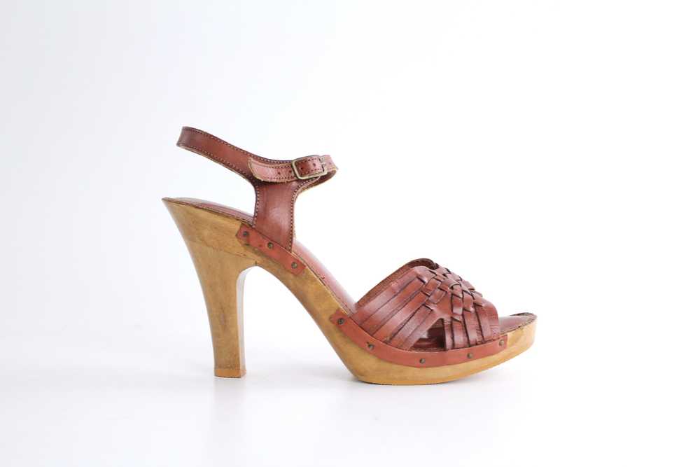 Vintage 1970s Sienna Woven Leather Sandals - Neve… - image 1