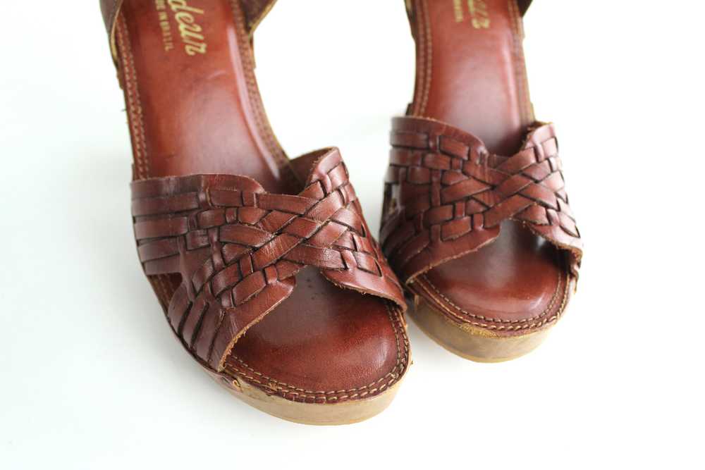 Vintage 1970s Sienna Woven Leather Sandals - Neve… - image 2