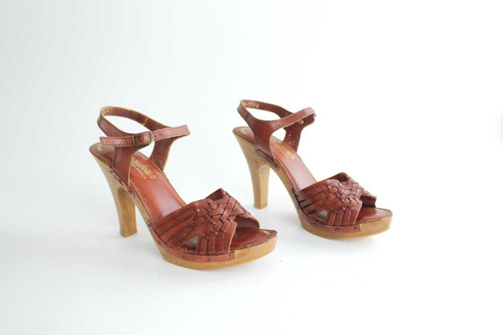 Vintage 1970s Sienna Woven Leather Sandals - Neve… - image 3