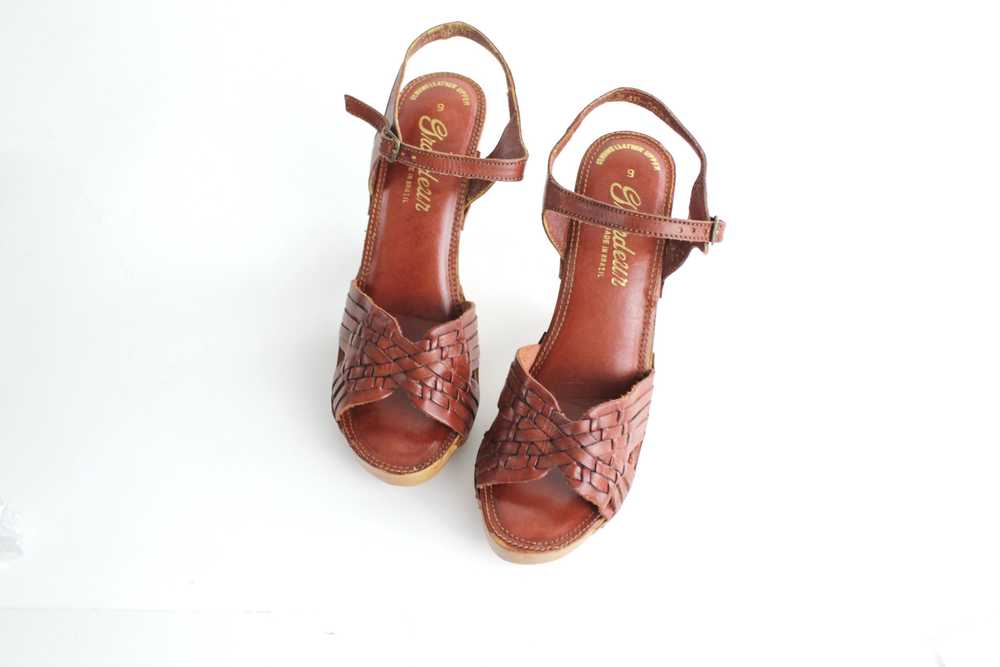 Vintage 1970s Sienna Woven Leather Sandals - Neve… - image 4