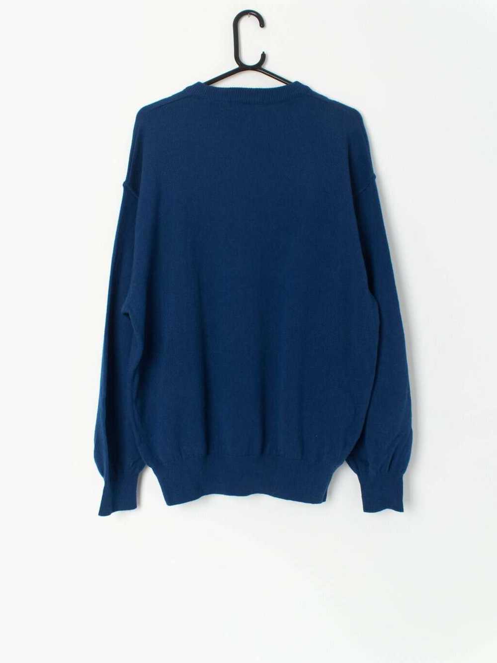 80s St Michael lambswool sweater in bold blue wit… - image 3