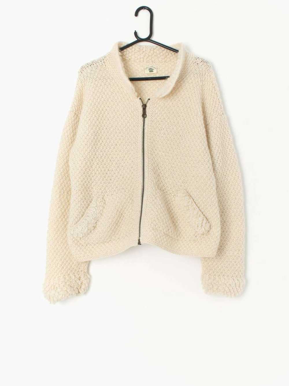 Vintage Pachamama zipped cardigan in off-white. H… - image 1