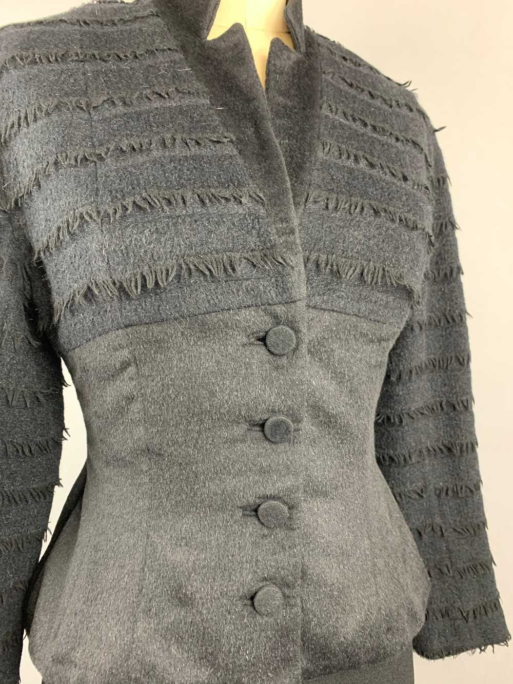 1950s Lilli Ann Fringed Black Wool Mohair Jacket … - image 4
